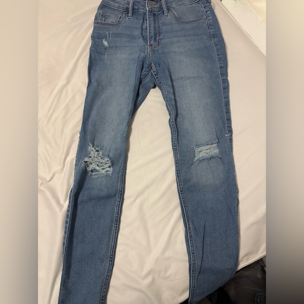 Hollister Blue Ripped Skinny Jeans